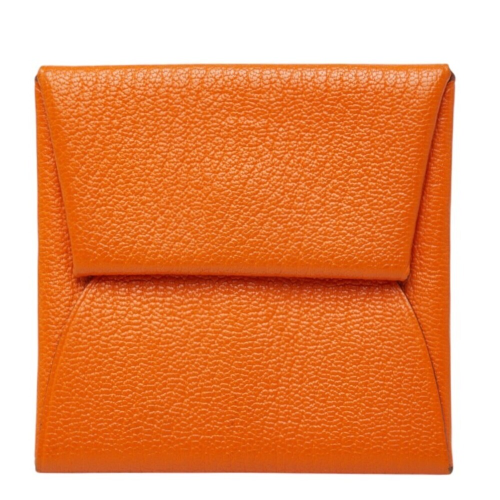 Hermes Bastia Wallet/Coin Purse, □K Stamp, Orange, Veau Epsom Leather, Women's
